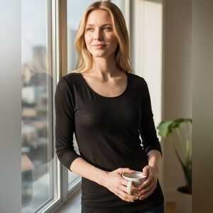 Burberry London Elegant Black Long Sleeve Top - Elevated Office Wear - Size M